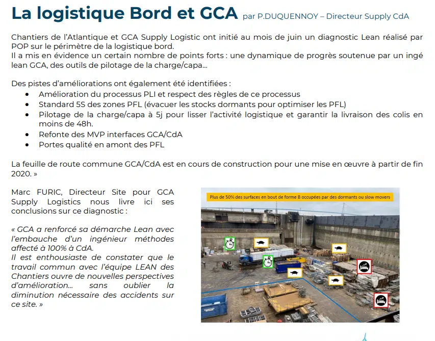 GCA Groupe Charles André GSA SUPPLY LOGISTICS logistique Marc FURIC Thibaud Morizot Jacky Dubois chantiers de l'atlantique logistique lean management pop ecol pop amelioration continue excellence operationnelle